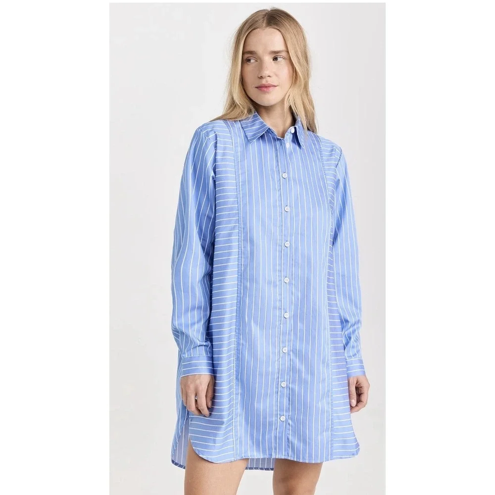 Nation LTD Button Down Shirt Dress S Pima Cotton Cover Up Coastal Resort Wear - Picture 2 of 12